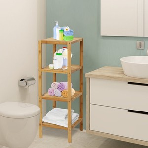Bamboo Bathroom Shelf 5-Tier Natural Wood <b>Storage</b> Organizer Wholesale India - Product Image 1