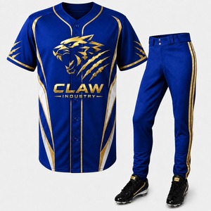 Tenues de baseball pour équipes adultes, sublimées, maillot et short, personnalisables, col en V, 100% polyester, respirantes, antibactériennes, pour l'été - Product Image 4