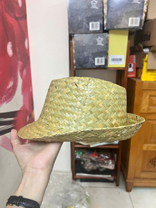 Fedora Straw Hat Short Brim Natural Trilby Seagrass Palm <b>Leaf</b> Character Fishing Outdoor Beach Travel Sports - Product Image 5