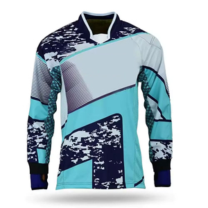 Maillot de paintball personnalisé à manches longues, design camouflage numérique cyan marine, numéro 1, coupe universelle, tenue de compétition - Product Image 1