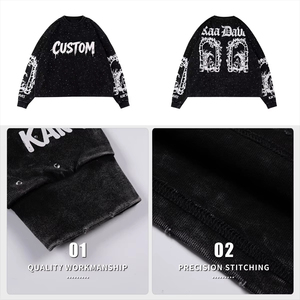 280Gsm Men's Rhinestone t Shirt Custom Streetwear Boxy <b>Tshirt</b> Oversized Cotton Heavyweight Graphic A - Product Image 4