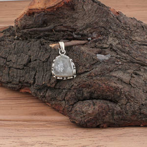 Collier vintage en argent sterling 925 plaqué platine avec pierre de naissance de mars, aquamarine naturelle, pierre précieuse bleue, barre fine, unisexe - Product Image 1