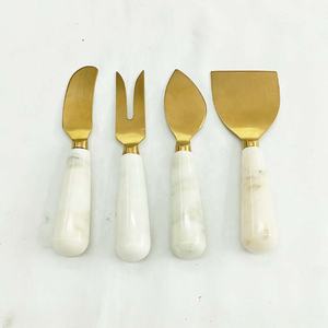 New Good quality stainless steel Matt cheese Slicer set Stainless Steel Gold Plated Cheese Tools With Bold <b>Marble</b> Handle - Product Image 1