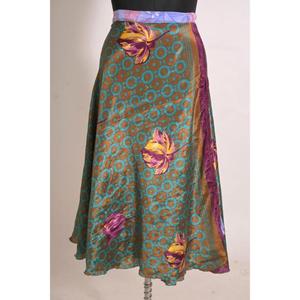Women's Artisan Handmade Vintage Floral Silk Maxi <b>Wrap</b> Skirt - Product Image 2