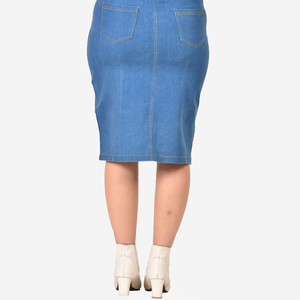 Jupe crayon en jean taille haute pour femme, longueur genou, boutonnée sur le devant, couleur unie, style décontracté, tissu tissé - Product Image 2