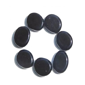 หินโมราสีดำทรงแบนฝ่ามือแบนประดับด้วยคริสตัลอัญมณีธรรมชาติทรงวงรีแบนป้องกันหินทรงกระเป๋า - Product Image 1