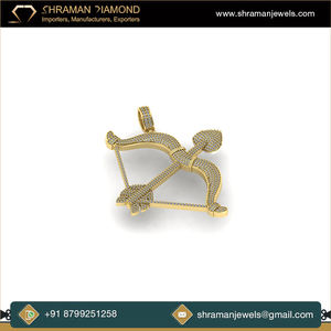 SHRAMAN DIAMOND Hip Hop Style 925 <b>Silver</b> Natural Stone Iced Custom Cupid Arrow Bow Pendant White & Rose Plated Trendy <b>Necklaces</b> - Product Image 5