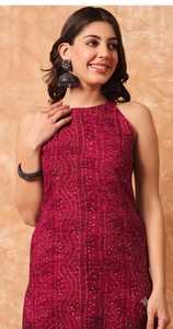 Leranath Fashion <b>Green</b> Printed Cotton Recycled Materials Sleeveless Indian Pakistani <b>Top</b> <b>Halter</b> Maxi Tunic Slip Dress Festival - Product Image 2