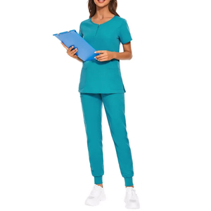Ensemble d'uniformes médicaux personnalisés pour femmes, tenue d'hôpital avec haut et pantalon en tissu tricoté pour infirmières et médecins - Product Image 2