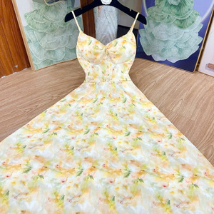 Vestido Maxi Elegante y Sencillo para Mujer, Lavable, Cómodo, Informal, Formal, con Cintura Natural, de Seda Tejida, Manga Corta - Product Image 1