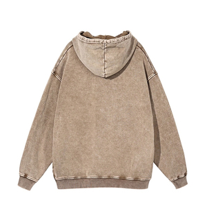 100% Cotton High Quality Vintage Washed Large Size Fleece <b>Waterproof</b> Breathable No Strings Men's Hoodie Sweatshirt Wholesale - Product Image 2