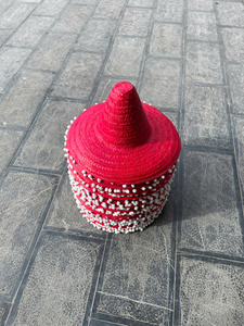 Hand Embroidery Straw Sombrero <b>Hat</b> with Serape Trim Custom Ribbon Sports Summer Beach Outdoor <b>Hat</b> and Beach <b>Bag</b> Use - Product Image 1