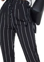 Pantalon cargo taille haute élastique uni avec fermeture éclair, longueur cheville, pour femme, respirant, en polyester/coton - Product Image 2