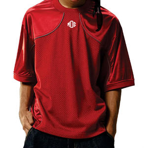 Camiseta de Fútbol Americano para Hombre de Calidad Premium con Paneles de Malla Transpirable, Estilo Urbano Oversize, Detalle de Costura en Contraste, OEM Personalizado al por Mayor - Product Image 1
