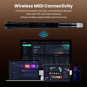 Sassofono Elettronico MIDI Wireless Portatile con 100 Toni, Altoparlante Hi-Fi da 3W, 12 Ore di Autonomia, 0,7 Libbre, Nero, Tono ABS-BB - Product Image 5