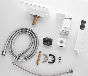 Rubinetto <span class=keywords><strong>per</strong></span> vasca a cascata moderno cromato nero opaco, montaggio su piano a 3 fori, con doccetta estraibile <span class=keywords><strong>per</strong></span> vasca e doccia - Product Image 6