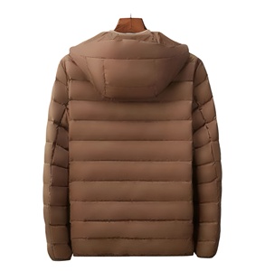 Chaqueta Acolchada con Capucha para Hombre, Ropa Casual de Invierno, Color Sólido, Corte Ajustado, Relleno de Poliéster, Cierre de Cremallera Resistente al Viento - Product Image 5