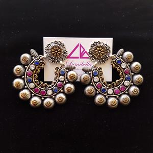 Fashion Chandelier Earrings Dual Tone German Silver Chandbali Style - Product Image 1