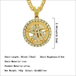 Hip Hop <b>Solid</b> Yellow <b>Gold</b> Plated Dollar Sign Diamond <b>Pendant</b> Necklace with Moissanite Stones for Men Everyday Wear - Product Image 4
