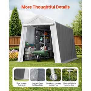 Tenda Portatile Impermeabile 7x12 piedi per Deposito in Giardino con Porta Avvolgibile e Telaio Resistente - Product Image 6