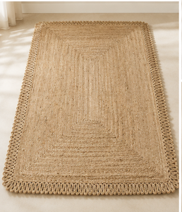 Alfombra de Yute Natural Hecha a Mano, Rectangular, de Color Sólido, Estilo Rústico, Tejido Plano, Delgada, 100% Yute Orgánico, Fácil de Limpiar, para Uso Doméstico - Product Image 1