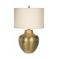 Lampe de table électrique en aluminium, écologique, style mid-century, abat-jour doré, design martelé, pour chambre, bureau, bureau d'étude, intérieur, maison