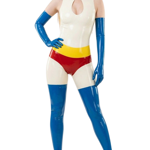 Mono de mujer con bloques de color, cintura alta, sin mangas, con aberturas, largo completo, estilo clubwear, ajuste ceñido, de Spandex y Poliéster - Product Image 1