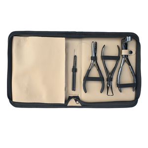 Professional Hair Extension Tool Kit Flat <b>Beads</b> Crimper Plier Tape In Plier Microbead Remover Two Hole Crimper Scissor Clips - Product Image 5