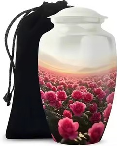 Urna Funeraria de Aluminio con Diseño Duradero de Colibrí Dorado para Cenizas Humanas con Bolsa de Terciopelo Negro - Product Image 2