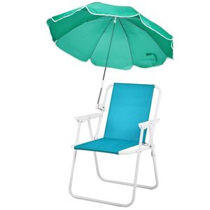 Sedia da Spiaggia Pieghevole Leggera e Portatile con Ombrello, Capacità 120 kg per Adulti, Viaggi, Picnic, Concerti - Product Image 1