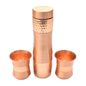 Engraved Pure Copper Water <b>Bottle</b> with 2 Copper Glasses | Leakproof Ayurvedic Drinking Water Set | Copper <b>Bottle</b> & Tumblers set - Product Image 4