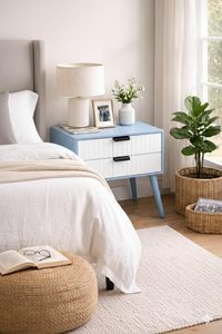 Nightstands End <b>Side</b> <b>Table</b> Solid Wood Legs for Bedrooms, Bedside <b>Table</b>, <b>Storage</b> Box,2 Drawer Designs More <b>Storage</b> Space - Product Image 2