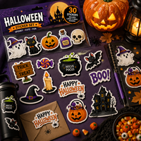 Ensemble d'autocollants d'Halloween personnalisés, autocollants en vinyle imperméables découpés à la forme, logo personnalisé, autocollants mignons fantôme, citrouille, sorcière pour ordinateur portable