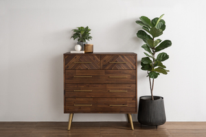 Commode sophistiquée en bois massif avec base métallique, credenza élégante pour les intérieurs urbains - Product Image 2