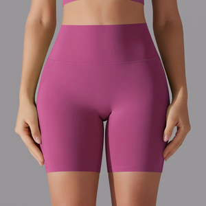 High Waisted Orange Seamless Biker <b>Shorts</b> <b>Women</b> Yoga Fitness Workout Stretch Elastic Waist Solid Color <b>Short</b> Length XS/XL - Product Image 5