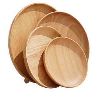 Acacia Wooden Plate for Food Dish, Sweets Fruit Dessert Coffee Dish, Round Wood <b>Dinner</b> Tableware Plates,<b>Tray</b> for Home Decoration - Product Image 1