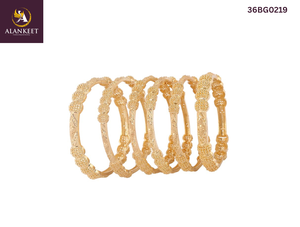 24K Gold Plated 6-Piece Women's <b>Bangles</b> <b>Set</b> for Wedding Party & Anniversary - Product Image 2