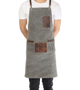 Tablier de travail de luxe en toile cirée épaisse avec fermeture éclair, réglable à bretelles croisées, pour chef, barbier, charpentier, équipement d'atelier, imperméable - Product Image 4