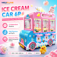 Neofuns Machine à griffes commerciale à monnayeur pour 6 joueurs, thème Voiture à crème glacée, machine à prix d'arcade pour centre commercial