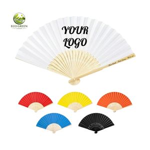 Éventail pliant en tissu écologique personnalisé pour mariage, fête prénuptiale ou anniversaire - Product Image 1