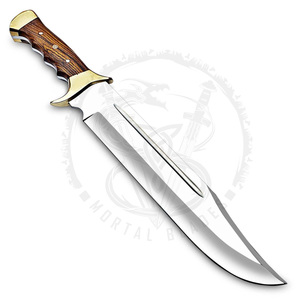Cuchillo Bowie de Acero Inoxidable de Grado Industrial Hecho a Mano con Mango de Madera de Palisandro, Guarda de Latón y Funda de Cuero Fino, Personalización OEM/ODM/OBM - Product Image 2