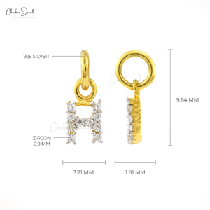 Elegante Colgante de Plata de Ley 925 con Inicial H, Forma Redonda, Circonita Blanca Natural, Bañado en Rodio, Joyería de Moda - Product Image 2