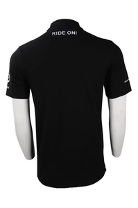 เสื้อโปโลชาย สีดำขาว ลายทางเฉียง ตัดสี สไตล์ลำลอง สำหรับกอล์ฟ กีฬา  รับสกรีนโลโก้ ชุดทีม - Product Image 4