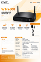 Router WiFi 6 AX3000 Dual LTE CAT4 Gigabit Ethernet WT-9608 2.4G 5G Gateway Rumah Kantor Modul AI Plastik 4 Port LAN