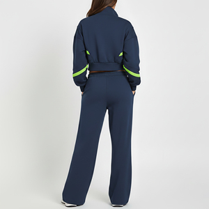 Wholesale Price Regular Fit Solid Winter Lace <b>Womens</b> Tracksuit Custom Embroidery Logo Breathable Zip up Sweatsuit Cheap Price - Product Image 6
