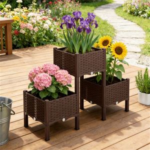 Fioriere Rialzate e Contenitori in Plastica per Fiori, Vasi Resistenti per Giardini Esterni - Product Image 2