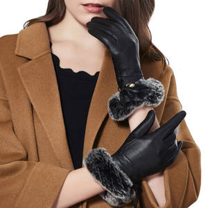 Gants en cuir pour femmes avec doublure en fausse fourrure, chauds pour l'hiver, longueur poignet, pour usage extérieur, style uni - Product Image 6
