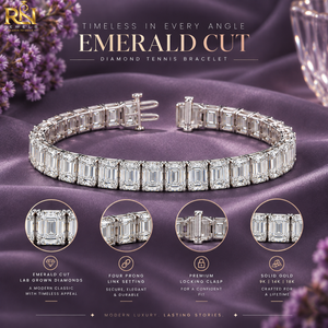 สร้อยข้อมือเพชรทรงเหลี่ยมมรกตแบบสี่ขา |   กำไลข้อมือ Eternity ทองคำแท้ 9K 14K 18K เครื่องประดับชั้นดี หรูหรา - Product Image 5