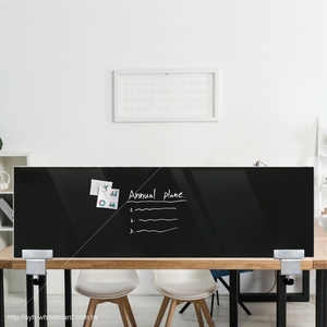 Modern Black Glass Desk Divider - Writable & Magnetic Privacy Panel for Home Office - Product Image 6