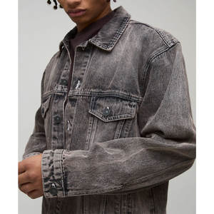 แจ็คเก็ตยีนส์คลาสสิกสำหรับผู้ชาย ทรงสลิมฟิต ล้างแบบวินเทจ ติดกระดุม แจ็คเก็ตยีนส์ลำลอง ขายส่ง OEM ODM - Product Image 3